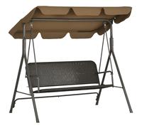 Outsunny Dondolo 3 Posti in Rattan PE con Tettuccio Regolabile Grigio
