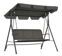 Outsunny Dondolo 3 Posti in Rattan PE con Tettuccio Regolabile