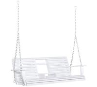 Outsunny Dondolo da Esterno 3 Posti con Tavolino e Portabicchieri Bianco