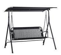 Outsunny Dondolo da Giardino 2 Posti con Tettuccio Parasole Regolabile Nero