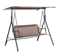 Outsunny Dondolo da Giardino Terrazza 2 Posti con Tettuccio Parasole Regolabile, Metallo e Texteline 172x110x155cm Marrone