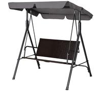 Outsunny Dondolo da Giardino 2 Posti con Tettuccio Regolabile Marrone e Grigio