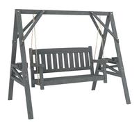 Outsunny Dondolo da giardino 2 posti, Panca a dondolo in legno con ripiani, portabicchieri e catene metalliche, Grigio Aosom Italy