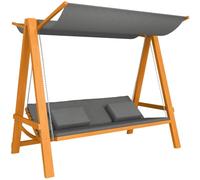 Outsunny Dondolo da Giardino 3 Posti 2 in 1, 225.5x113x180cm, Grigio e Teck