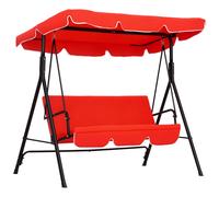 Outsunny Dondolo da Giardino 3 Posti con Tetto e Struttura in Acciaio, Rosso