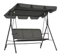 Outsunny Dondolo 3 Posti in Rattan PE con Tettuccio Regolabile