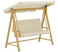 Outsunny Dondolo da Giardino 3 Posti con Tettuccio e Cuscini 195x120x170cm Beige