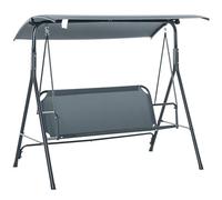 Outsunny Dondolo da Giardino 3 Posti con Tettuccio Parasole Regolabile, Dondolo da Esterno con Seduta Traspirante in Poliestere e Acciaio, Portata fino a 200 kg, 172x110x153 cm, Grigio e Nero
