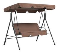 Outsunny Dondolo da Giardino 3 Posti con Tettuccio Parasole Regolabile, Dondolo da Esterno con Seduta Traspirante in Texteline e Metallo, Portata Fino a 240 kg, 172x110x153 cm, Marrone