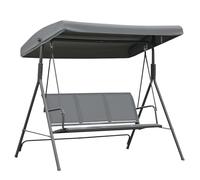 Outsunny Dondolo da Giardino 3 Posti con Tettuccio Parasole Regolabile, Dondolo da Esterno con Seduta Traspirante in Poliestere e Telaio in Acciaio, Portata 200 kg, Anti UV, 175x118x159 cm, Grigio