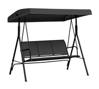 Outsunny Dondolo da Giardino 3 Posti con Tettuccio Parasole Regolabile, Dondolo da Esterno con Seduta Traspirante in Poliestere e Telaio in Acciaio, Portata 200 kg, Anti UV, 175x118x159 cm, Nero