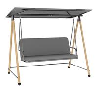 Outsunny Dondolo da Giardino 3 Posti con Tettuccio Regolabile, Dondolo da Esterno in Acciaio con Cuscini Imbottiti Sfoderabili in Texteline, Portata 360kg, per Terrazzo Balcone, 208x125x180cm, Grigio