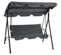 Outsunny Dondolo da Giardino 3 Posti con Tettuccio Regolabile e Cuscini in Poliestere e Acciaio Antiruggine, 172x110x153 cm, Grigio Aosom Italy