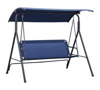 Outsunny Dondolo da Giardino 3 Posti con Tettuccio Regolabile, Tessuto Oxford e Acciaio, Blu Scuro