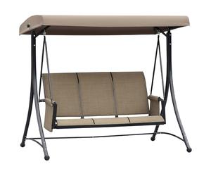 Outsunny Dondolo da Giardino a 3 Posti con Tettuccio Regolabile e Tasche Portaoggetti Marrone 196x128x172cm