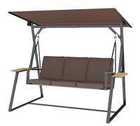 Outsunny Dondolo da Giardino con Tetto Regolabile, Cuscini, Vassoi