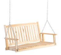 Outsunny Dondolo da Giardino per 2 Persone Panca Dondolo in Legno Massiccio Patio Terrazza Cortile Naturale 117 x 69 x 60 cm