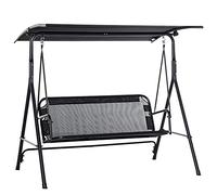 Outsunny Dondolo da Giardino Terrazza 2 Posti con Tettuccio Parasole Regolabile, Metallo e Texteline 172x110x155cm Nero