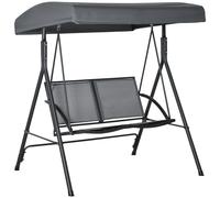 Outsunny Dondolo Giardino 2 Posti con Tettuccio Regolabile e Seduta in Texteline, Dondolo da Esterno in Acciaio, 140x118x162cm, Grigio Aosom Italy