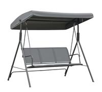 Outsunny Dondolo Giardino 3 Posti con Tettuccio Regolabile in Acciaio e Tessuto Poliestere, Dondolo da Esterno, 175x118x159cm, Grigio Aosom Italy
