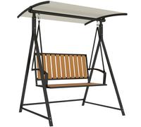 Outsunny Dondolo hollywoodiano con tettuccio regolabile, dondolo da giardino 2 posti 142 x 112 x 162 cm, Nero Aosom Italy