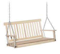 Outsunny Dondolo per Esterno Sospeso per 2 Persone in Legno e Catene in Metallo, Colore Naturale 119x65x61cm