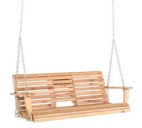 Outsunny Dondolo Sospeso 3 Posti in Legno per Giardino o Terrazzo con Tavolino