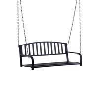 Outsunny Dondolo Sospeso Dondolo da giardino con 2 Posti, Romantica Panchina in Metallo Nero per Esterni, 127 x 60 x 47 cm Aosom
