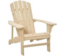Outsunny Fauteuil adirondack Fauteuil de Jardin Chaise de Jardin de Plein Air dim. 78L x 89D x 88H cm Bois Massif Sapin Naturel pour Jardin, Terrasse et Balcon