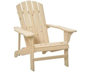 Outsunny Fauteuil adirondack Fauteuil de Jardin Chaise de Jardin de Plein Air dim. 78L x 89D x 88H cm Bois Massif Sapin Naturel pour Jardin, Terrasse et Balcon