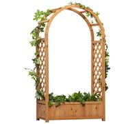 Outsunny Fioriera a traliccio con vaso da fiori ad arco con supporto per piante rampicanti colture fiori decorazione in giardino terrazza B Natural Wood