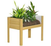 Outsunny Fioriera autoportante, orto autoportante con pannelli in acrilico e fori di drenaggio, orto rialzato in legno per fiori, erbe e verdure, 75 x 46 x 60,5 cm, legno naturale