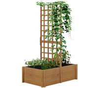 Outsunny Fioriera con traliccio, fioriera con fodera, orto su piede in legno, per piante rampicanti, verdure, 100 x 60 x 150 cm, naturale