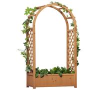 Outsunny Fioriera da Esterno con Arco Decorativo e Grate per Rampicanti Marrone