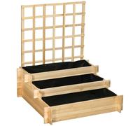Outsunny Fioriera da Esterno a 3 Livelli con Grigliato in Legno di Abete e Tessuto non Tessuto, 95x95x110 cm, color Legno