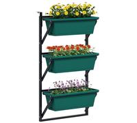 Outsunny Fioriera da Esterno Verticale con 3 Vasi in Plastica 56x42x100cm Verde