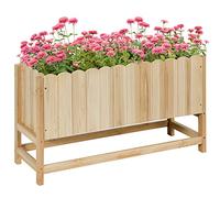Outsunny Fioriera da Esterno, Verticale e Salvaspazio in Legno di Abete con Foro di Drenaggio e Rivestimento Interno, 86x30x50 cm, color Legno