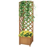 Outsunny Fioriera da Giardino a Fondo Cavo con Grigliato per Rampicanti Marrone