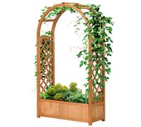 Outsunny Fioriera da Giardino in Legno di Abete con Arco e Grate Marrone