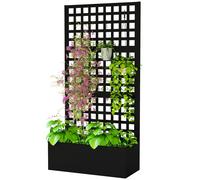 Outsunny Fioriera Esterna con Spalliera per Rampicanti e Separé in Acciaio Nero