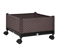 Outsunny Fioriera esterna PP con ruote 50x50x33 cm Marrone