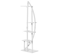 Outsunny Porta Piante a 5 Livelli a Mezzaluna, Portafiori per Interni ed Esterni in MDF e Acciaio, 50x30x160 cm, Bianco