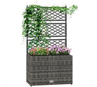 Outsunny Fioriera per Piante con Grigliato, 2 Vasi, 57x30x107cm, Grigio