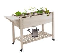 Outsunny Fioriera Rialzata con Ripiano Pieghevole e Mensola 123x54x80cm Legno