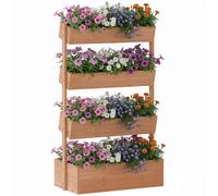 Outsunny Fioriera Verticale a 4 Livelli in Legno, 85x45x140 cm, Naturale