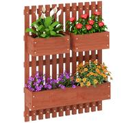 Outsunny Fioriera Verticale a Doghe Esterno 3 Vasi 60x16x80cm Marrone