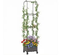 Outsunny Fioriera Verticale con Traliccio da 185 cm con Rotelle Nero