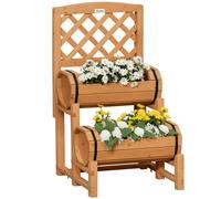 Outsunny Fioriera Verticale da Esterno a Mezza Botte in Legno d'Abete