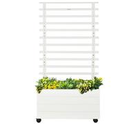 Outsunny Fioriera Verticale in Legno con Traliccio per Rampicanti e 4 Ruote