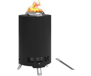 Outsunny Focolare senza fumo acciaio inox con poker 16 x 16 cm nero